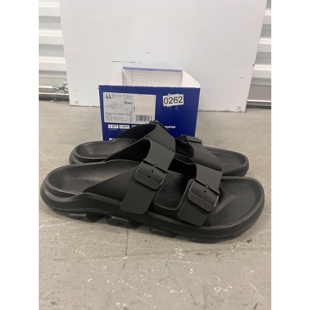 Birkenstock Mogami‎ Terra 1029643 Sandals Mens US 11 Black 2-Strap Comfort Slide